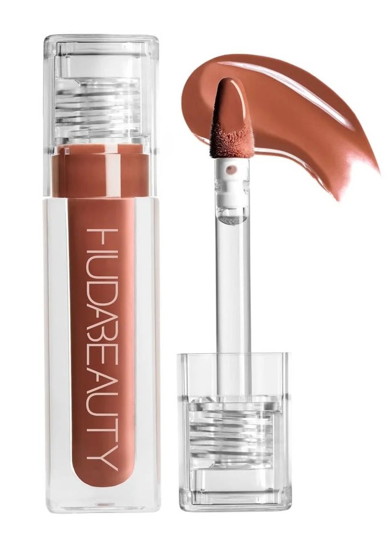 Huda Faux Filler Extra Shine Lip Gloss - 3.9ml Foxy - Caramel Brown - Image 1